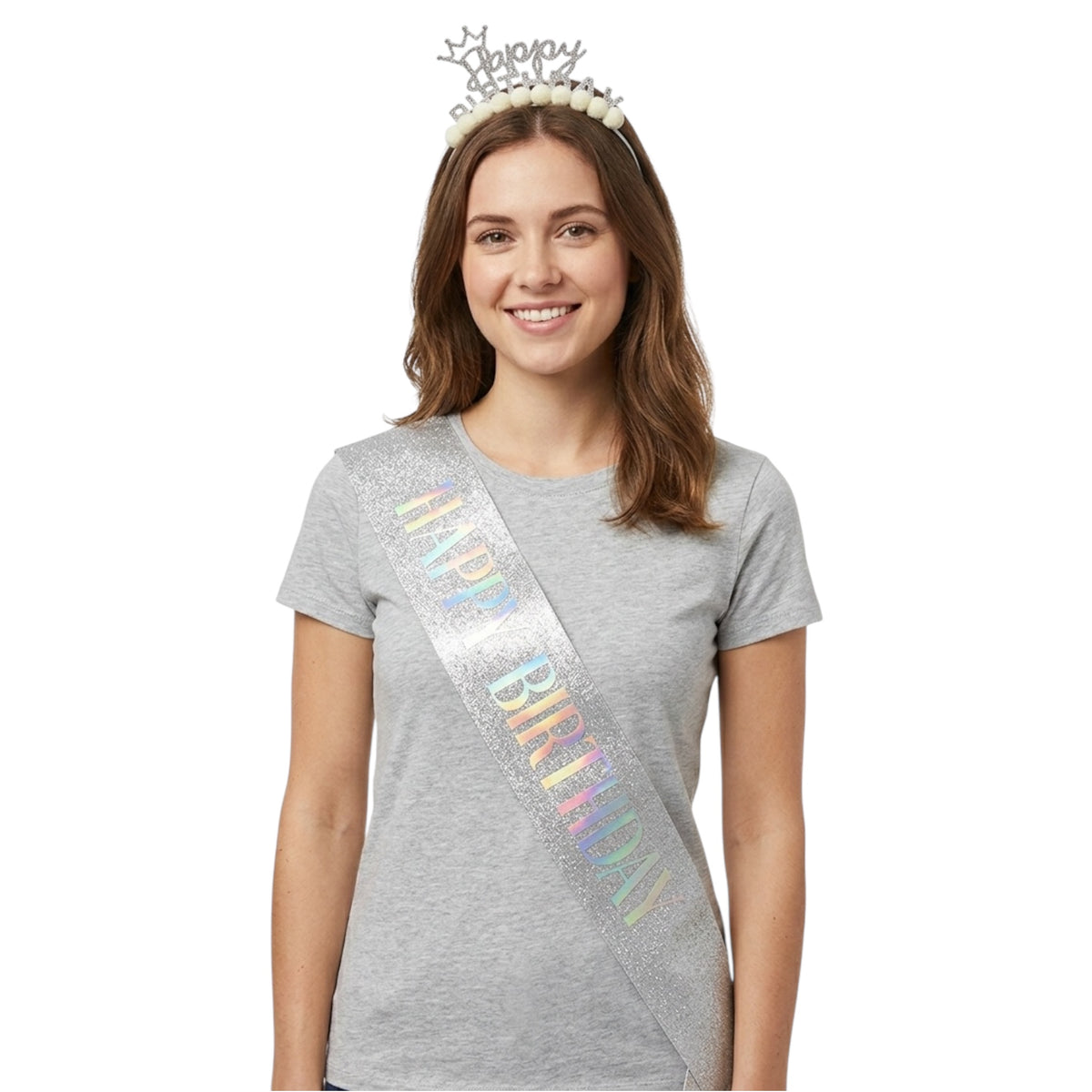 Kit Happy Birthday – Bandeau & Écharpe Argenté