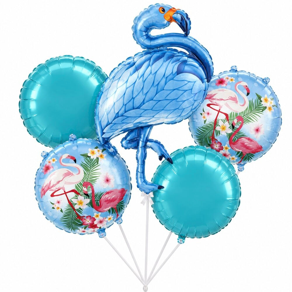 Pack de 5 Ballons Flamant Rose – Bleu