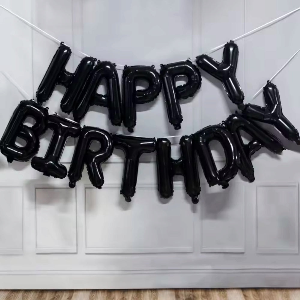 Kit Ballons Happy Birthday Noir
