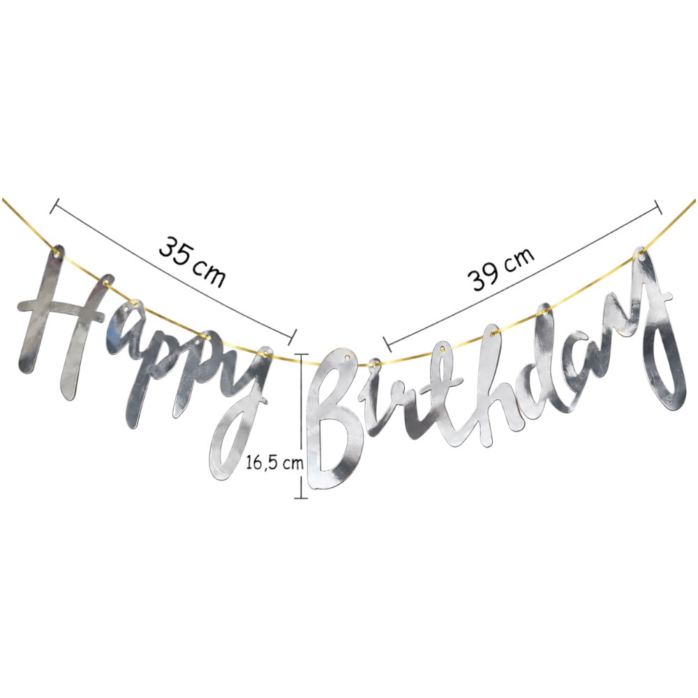 Guirlande Happy Birthday - Argenté Métallisée