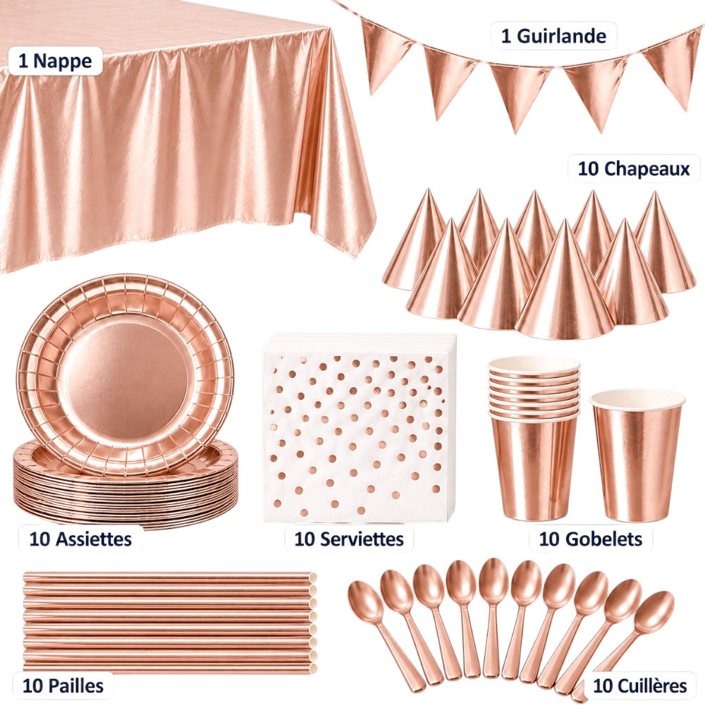 Pack Vaisselle Anniversaire - Rose Gold
