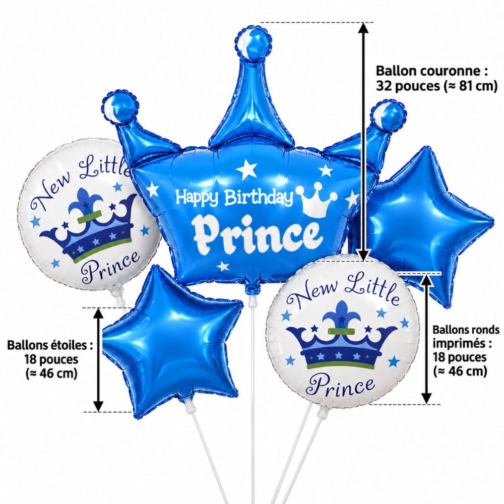 Pack de 5 Ballons Prince Bleu