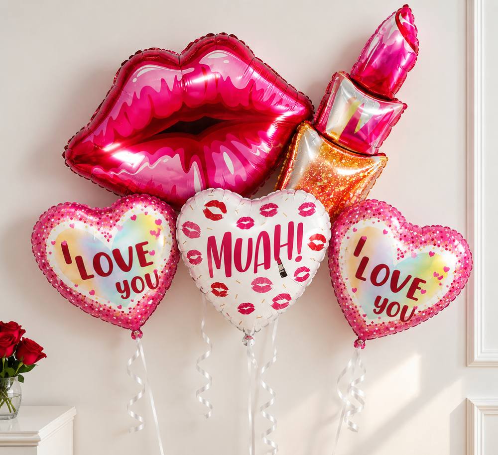 Pack de 5 ballons aluminium Love – Rose