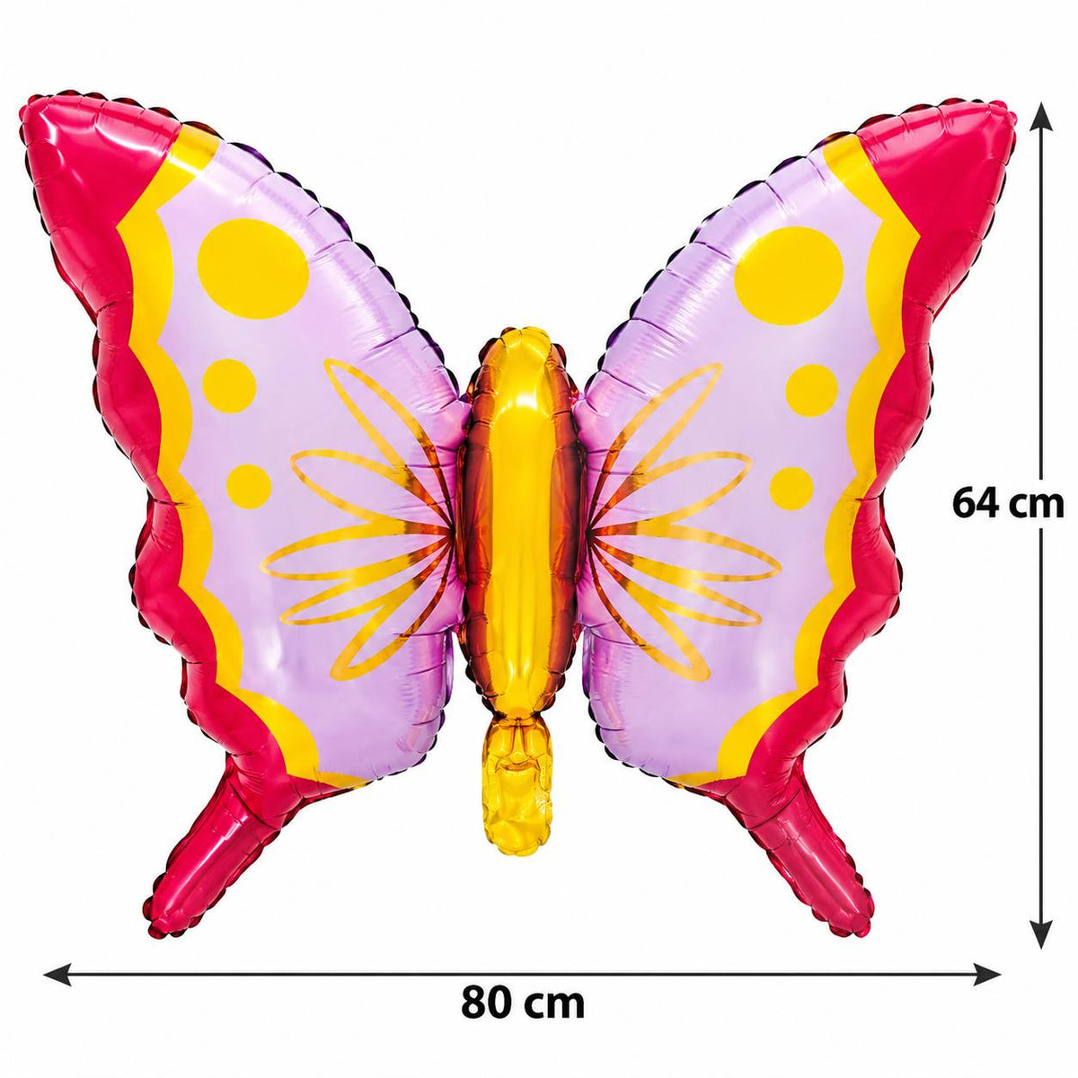 Ballon aluminium papillon rose et jaune