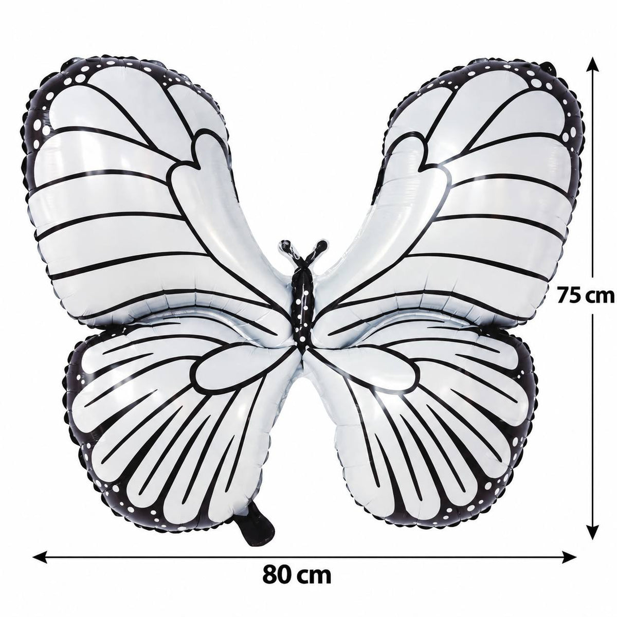 Ballon aluminium papillon blanc et noir