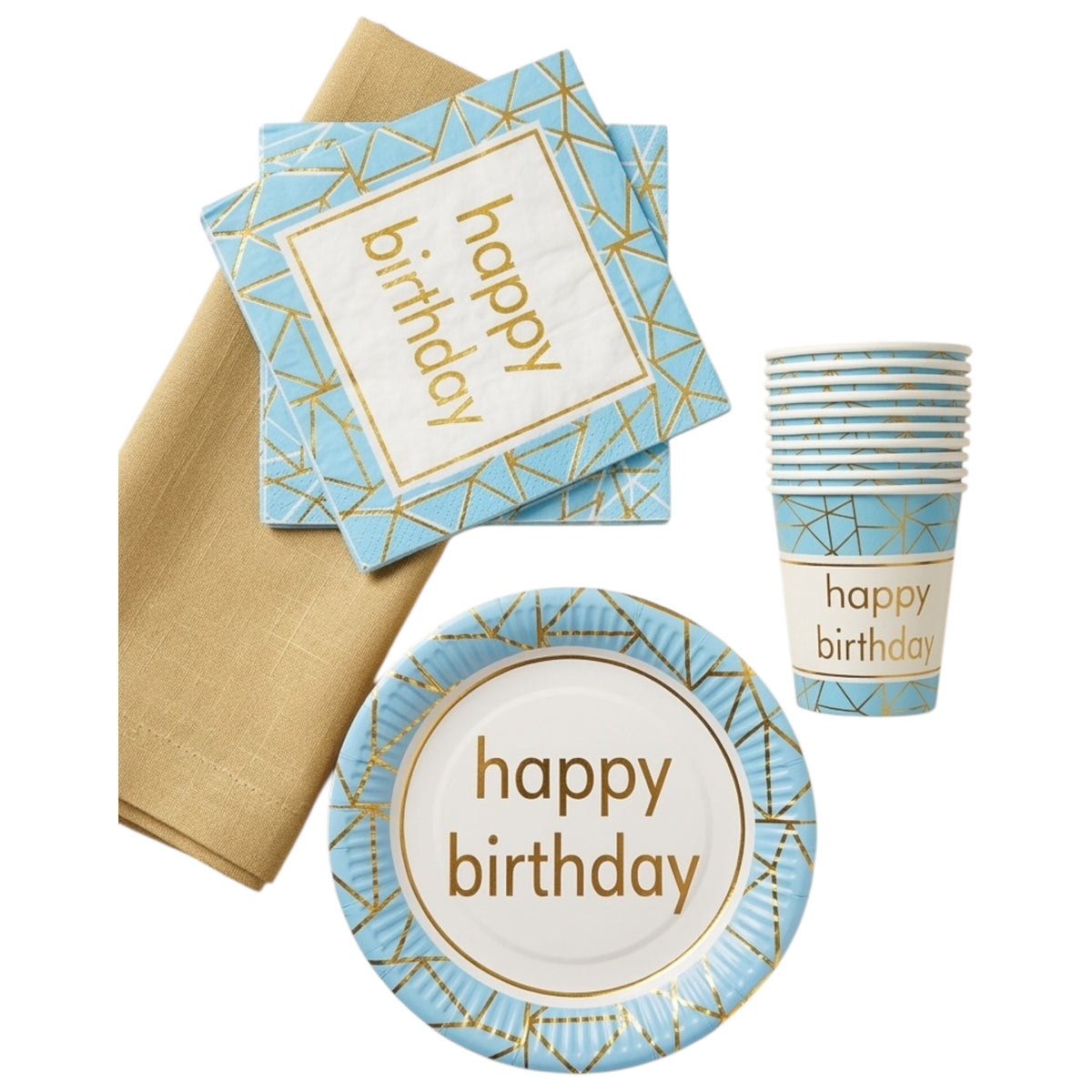 Pack Vaisselle Happy Birthday - Bleu