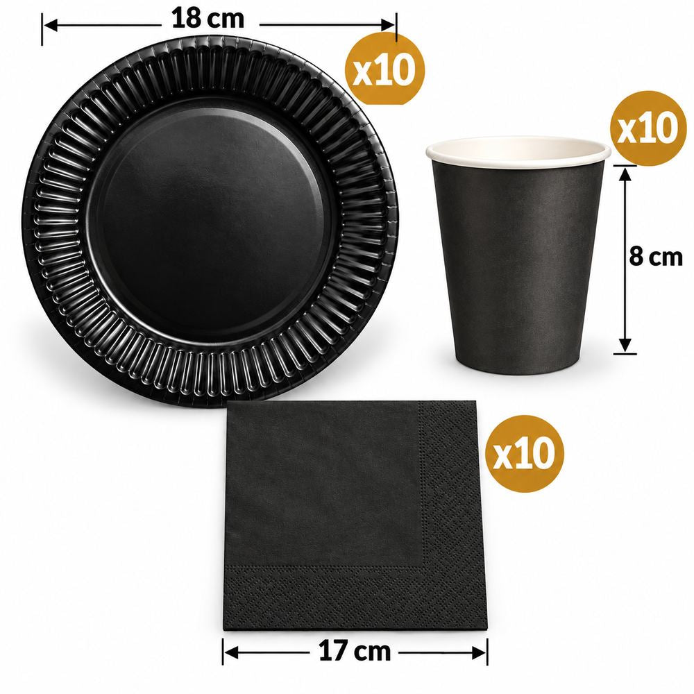 Pack Vaisselle Noir – 30 Pièces
