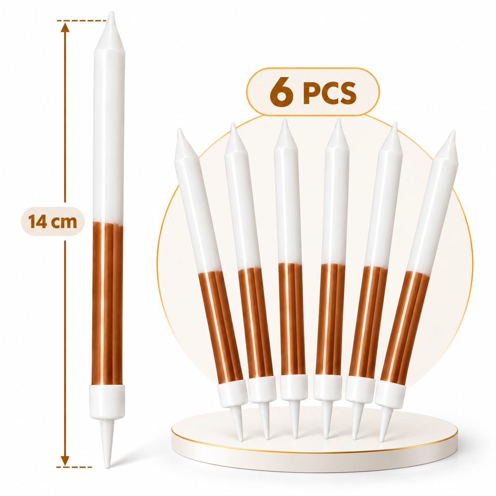 Bougies Blanches et Rose Gold – Lot de 6