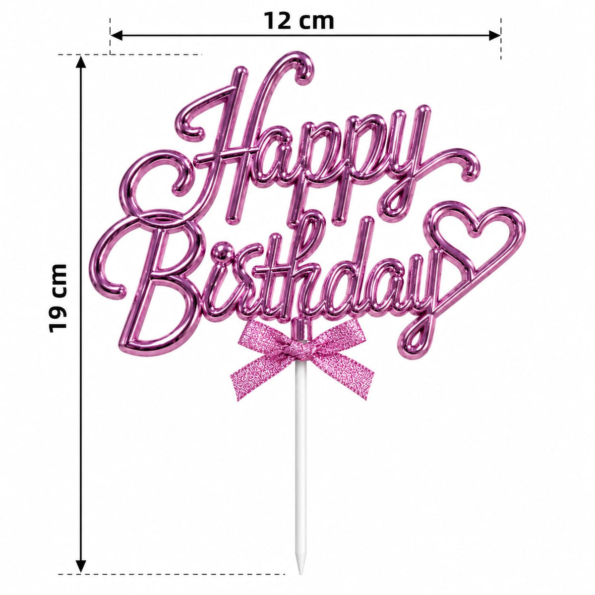 Cake Topper Happy Birthday Rose Métallisé