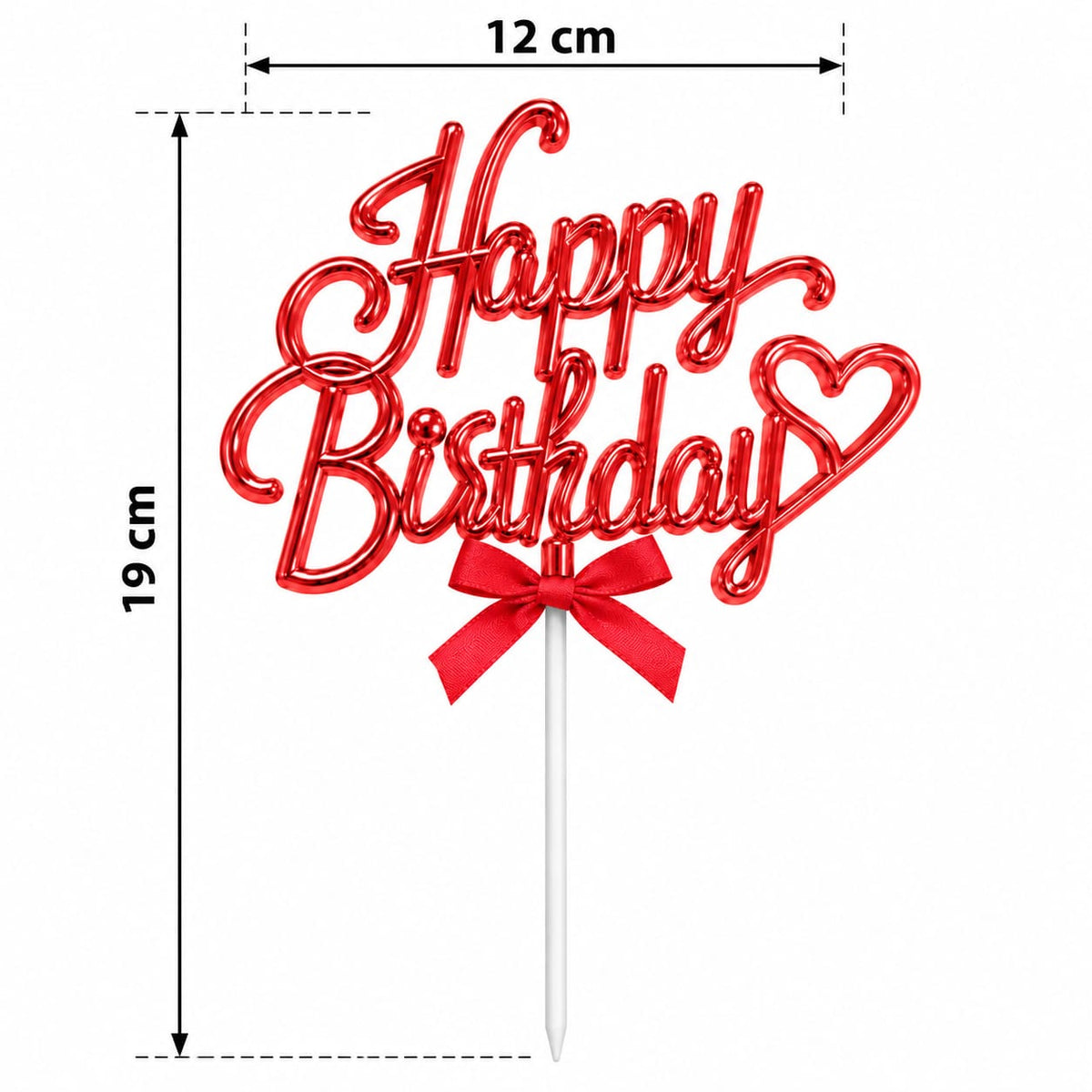 Cake Topper Happy Birthday Rouge Métallisé