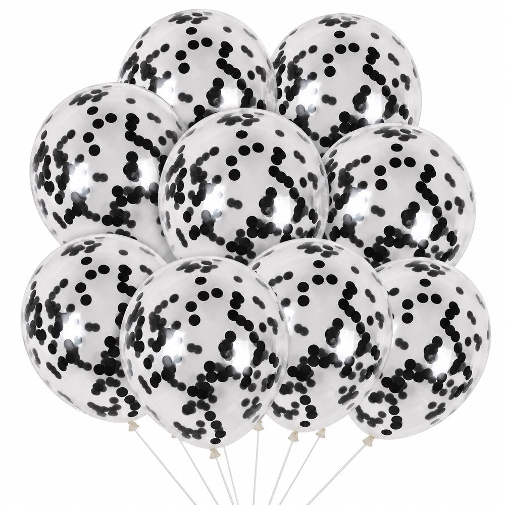 Ballons Transparents à Confettis Noirs – Pack de 10