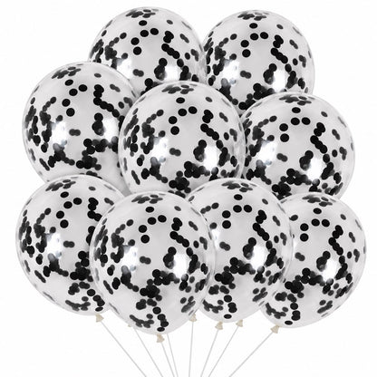 Ballons Transparents à Confettis Noirs – Pack de 10
