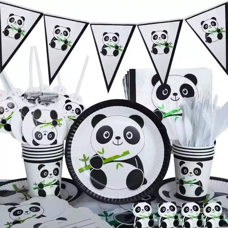 Pack Vaisselle Anniversaire Panda - 101 Pièces