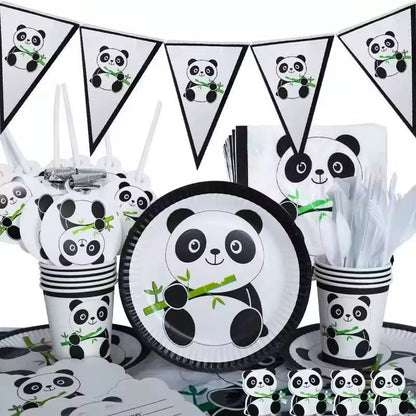 Pack Vaisselle Anniversaire Panda - 101 Pièces