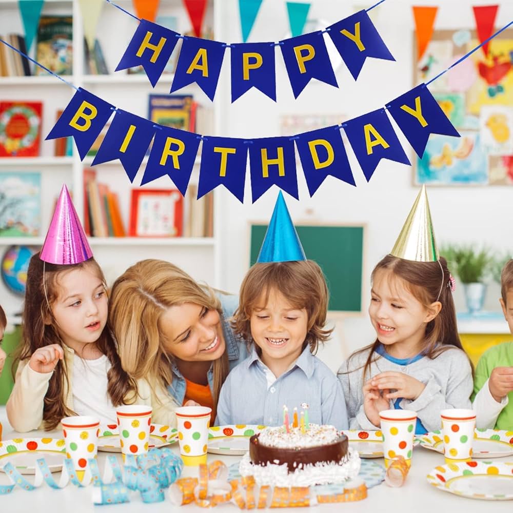 Guirlande Happy Birthday - Bleu Foncé