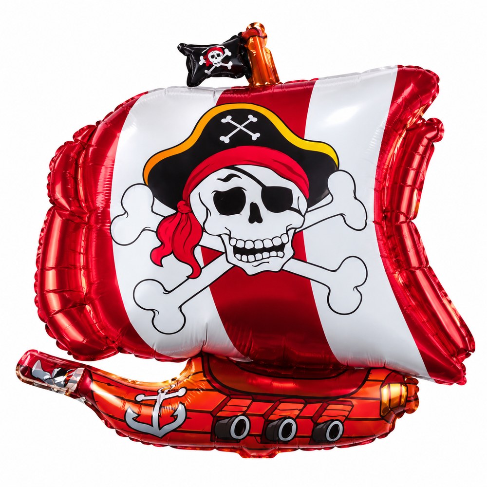 Ballon aluminium bateau pirate rouge