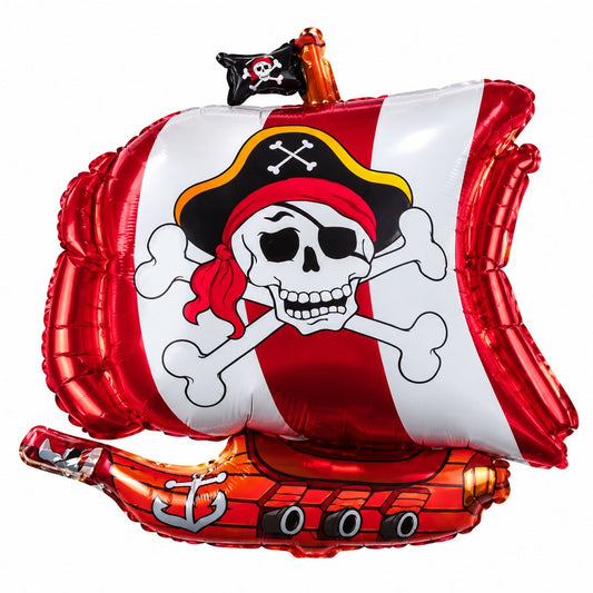 Ballon aluminium bateau pirate rouge