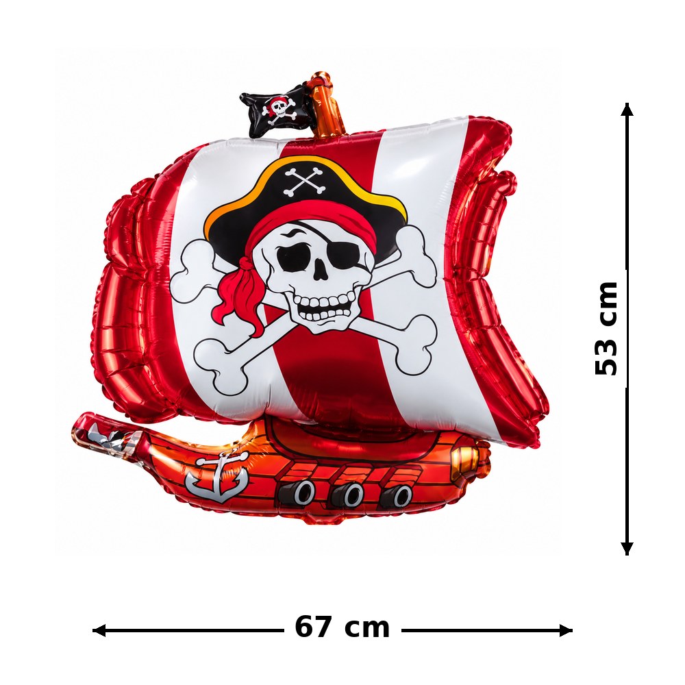 Ballon aluminium bateau pirate rouge