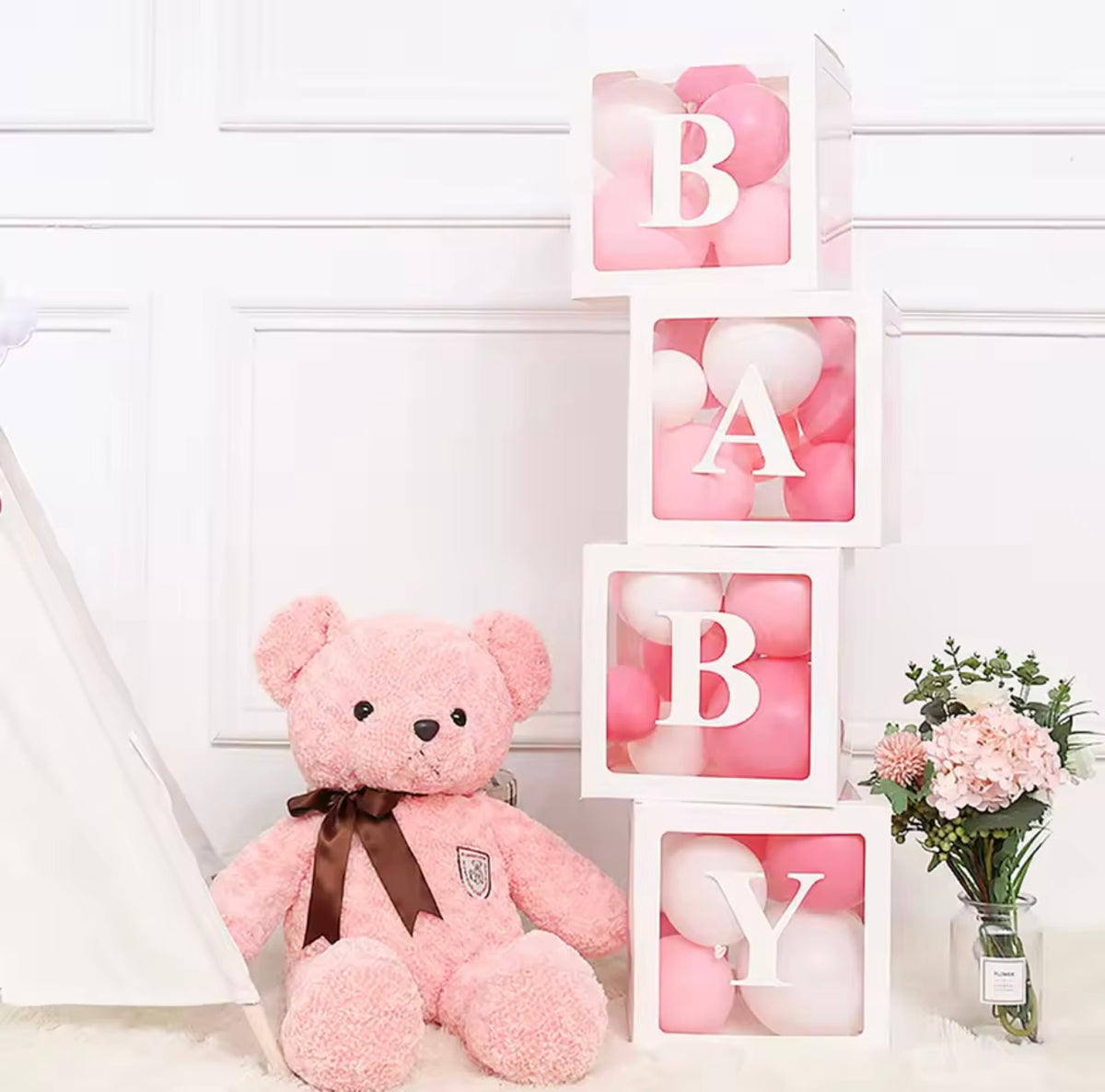 Box Ballons Baby Shower - Blanc