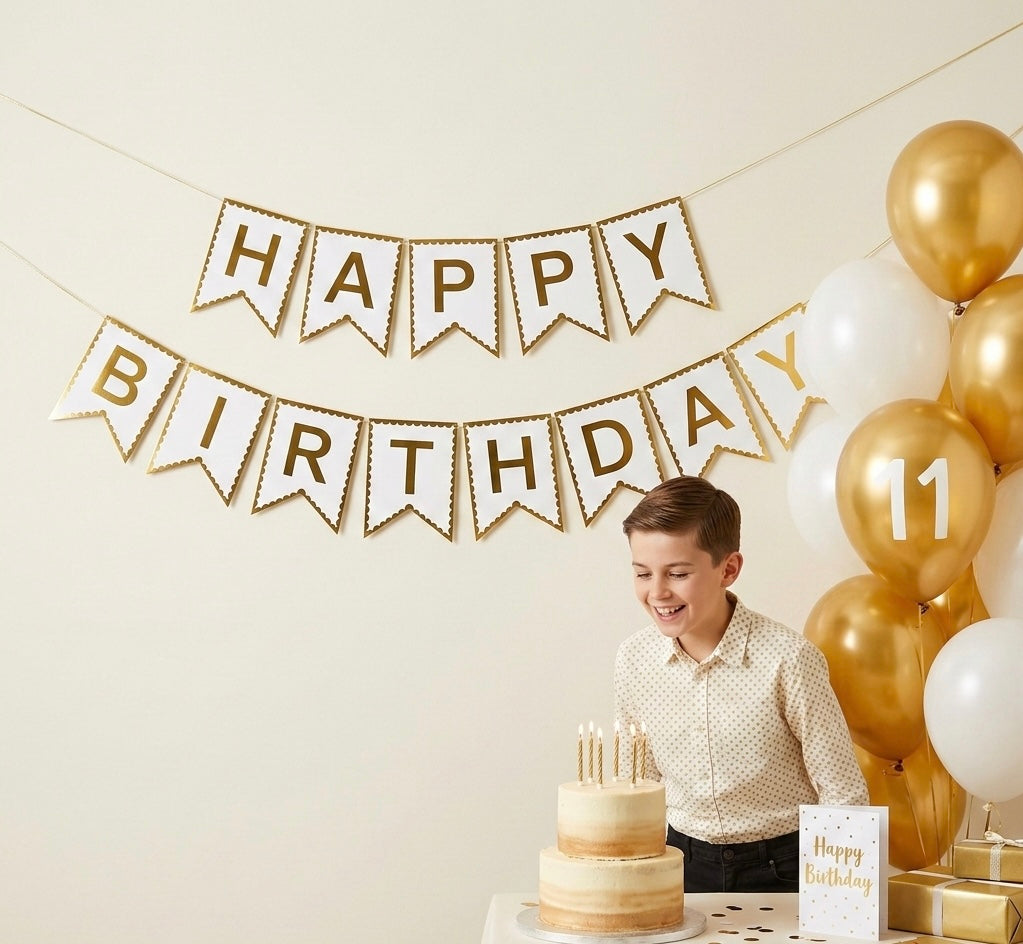 Guirlande Happy Birthday - Blanc