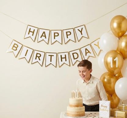 Guirlande Happy Birthday - Blanc