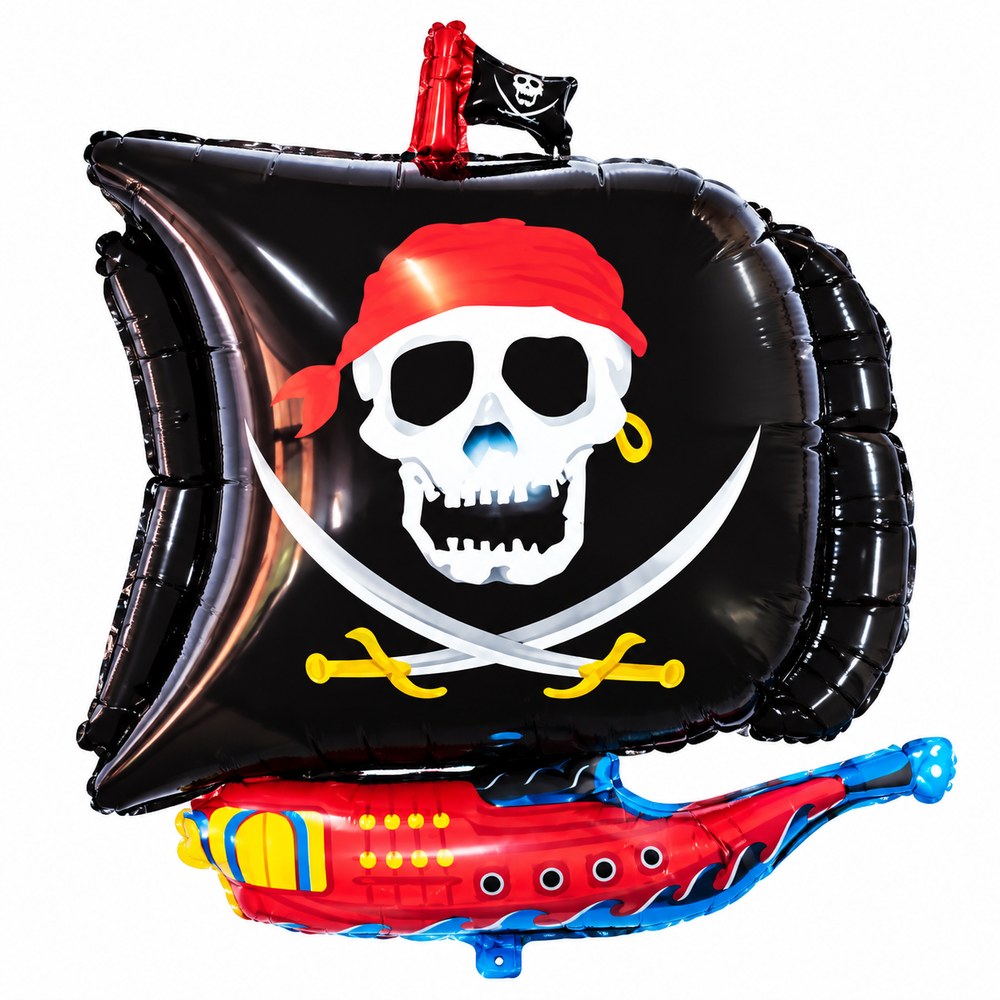 Ballon aluminium bateau pirate noir