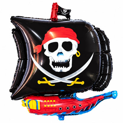 Ballon aluminium bateau pirate noir