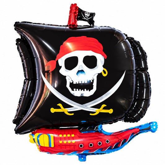 Ballon aluminium bateau pirate noir