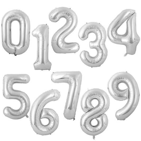 Ballons Chiffres Argenté - 16 Pouces