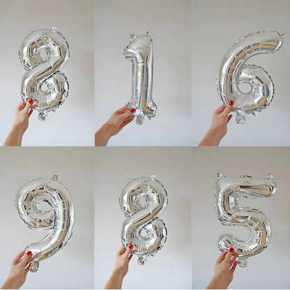 Ballons Chiffres Argenté - 16 Pouces