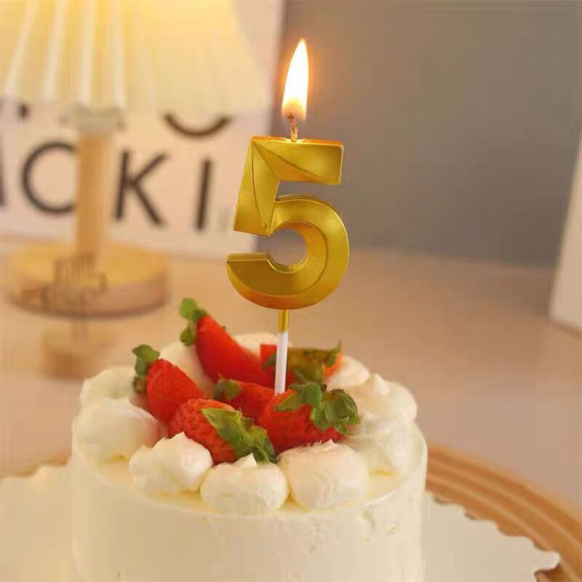 Chiffres Bougies Dorées - Décoration Gâteau Anniversaire