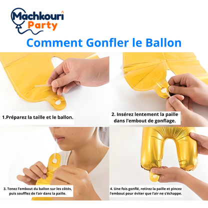 Ballons Chiffres Doré - 16 Pouces