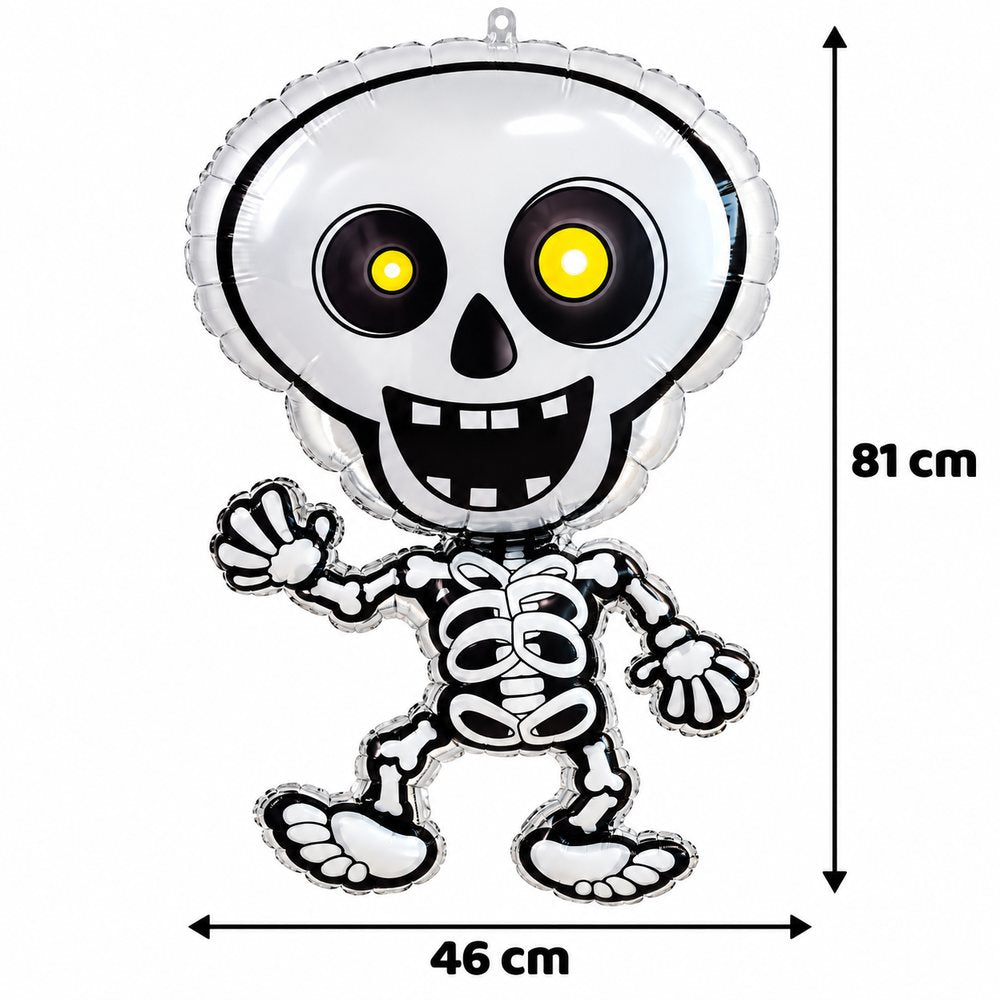 Ballon squelette Halloween – Blanc et noir