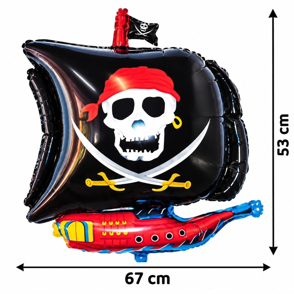 Ballon aluminium bateau pirate noir