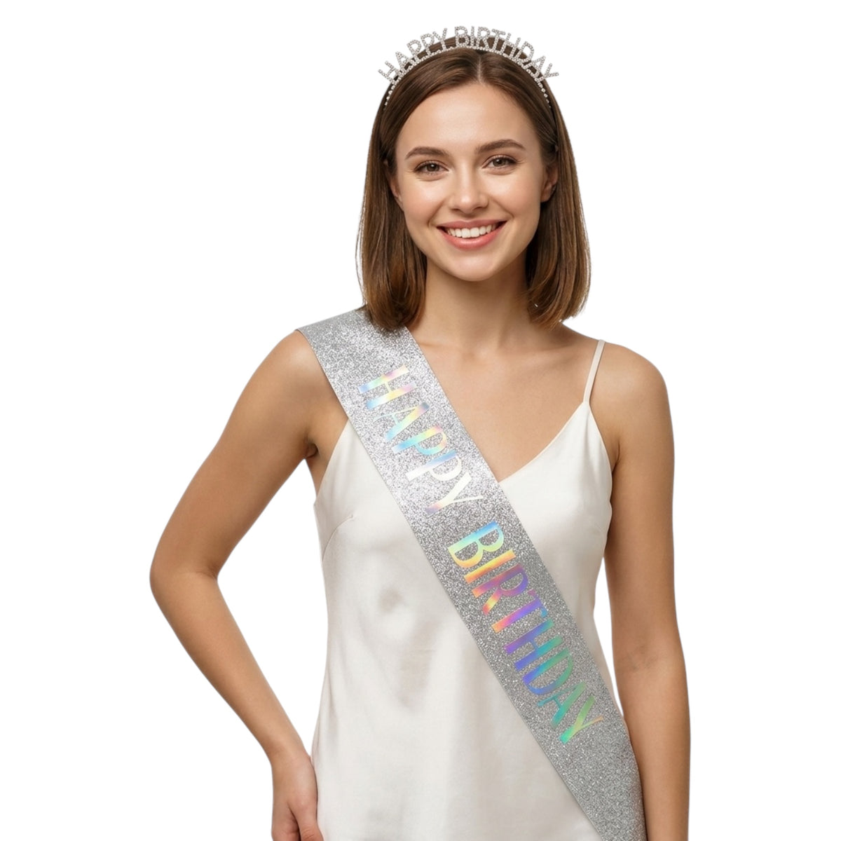Kit Happy Birthday – Bandeau & Écharpe Argenté
