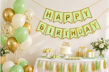 Guirlande Happy Birthday - Vert pastel