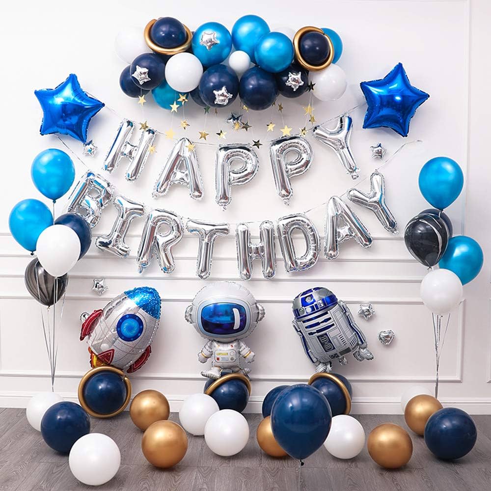 Kit Ballons Happy Birthday Argenté