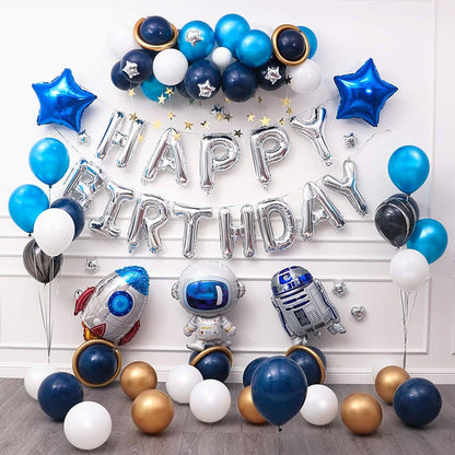 Kit Ballons Happy Birthday Argenté