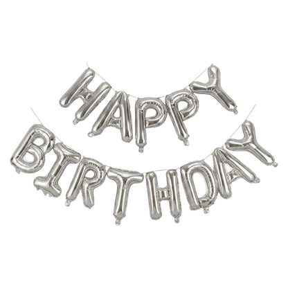 Kit Ballons Happy Birthday Argenté
