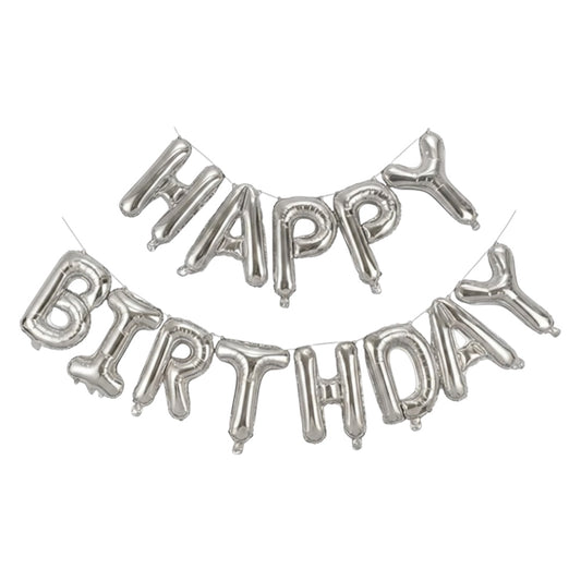Kit Ballons Happy Birthday Argenté