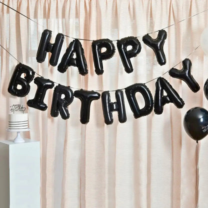 Kit Ballons Happy Birthday Noir