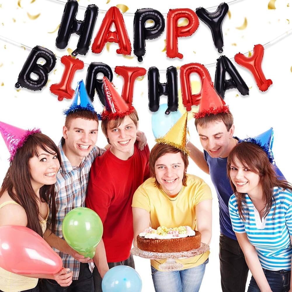 Kit Ballons Happy Birthday Rouge et Noir