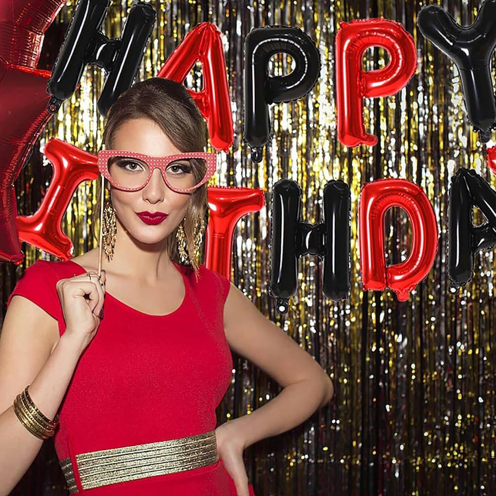 Kit Ballons Happy Birthday Rouge et Noir