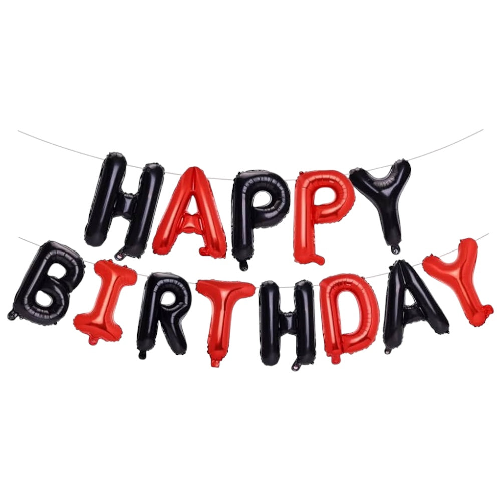 Kit Ballons Happy Birthday Rouge et Noir