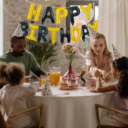 Kit Ballons Happy Birthday Noir et Doré