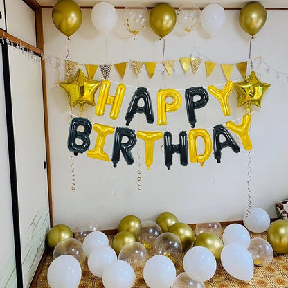 Kit Ballons Happy Birthday Noir et Doré