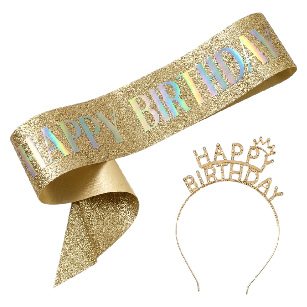 Kit Happy Birthday – Bandeau & Écharpe Doré