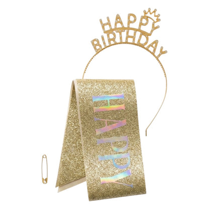 Kit Happy Birthday – Bandeau & Écharpe Doré