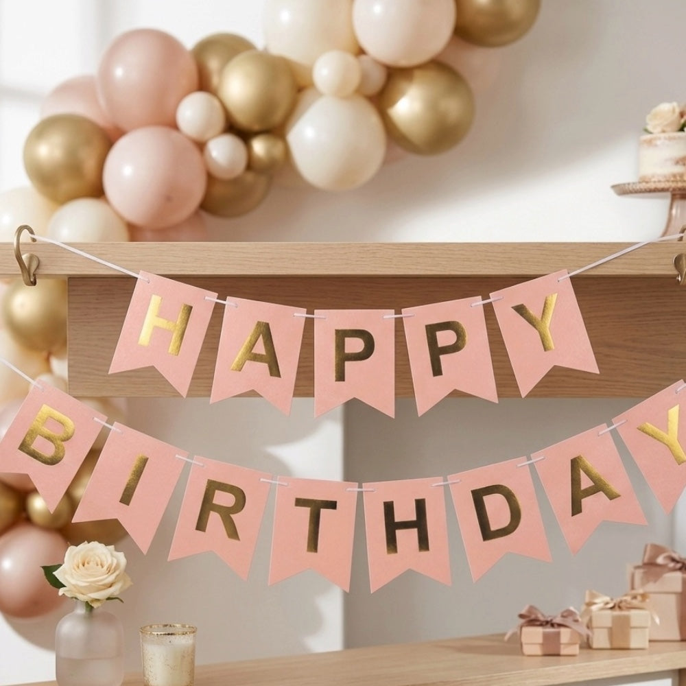 Guirlande Happy Birthday - Rose Pastel