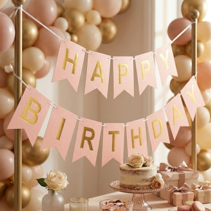 Guirlande Happy Birthday - Rose Pastel